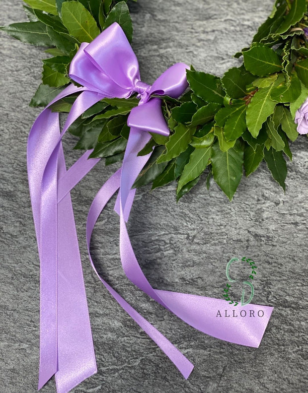 Corona di Alloro per Laurea, 4 Roselline Stabilizzate Violetto