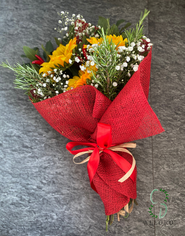Bouquet per Laurea speziato con Girasoli